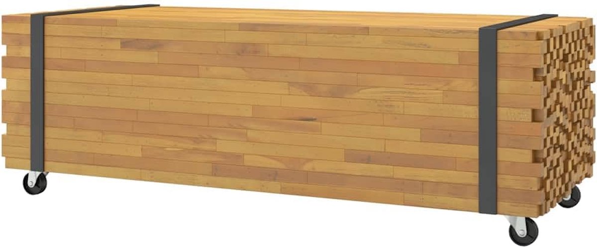 Salontafel Teakhout - Bijzettafel Koffietafel - Woonkamer Meubel - Met Wielen - 110 x 45 x 35 cm - Origineel