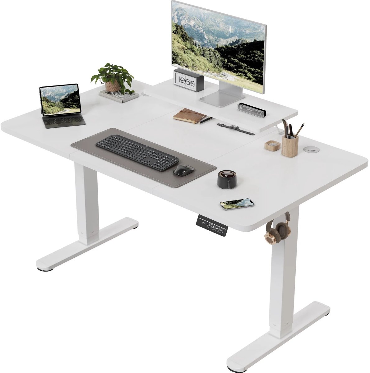 DailyDamaar bureau - Bureau verstelbaar - Tafel - Werktafel - Sta bureau - Hoogte verstelbaar - Elektrisch - 120x60 cm - Wit