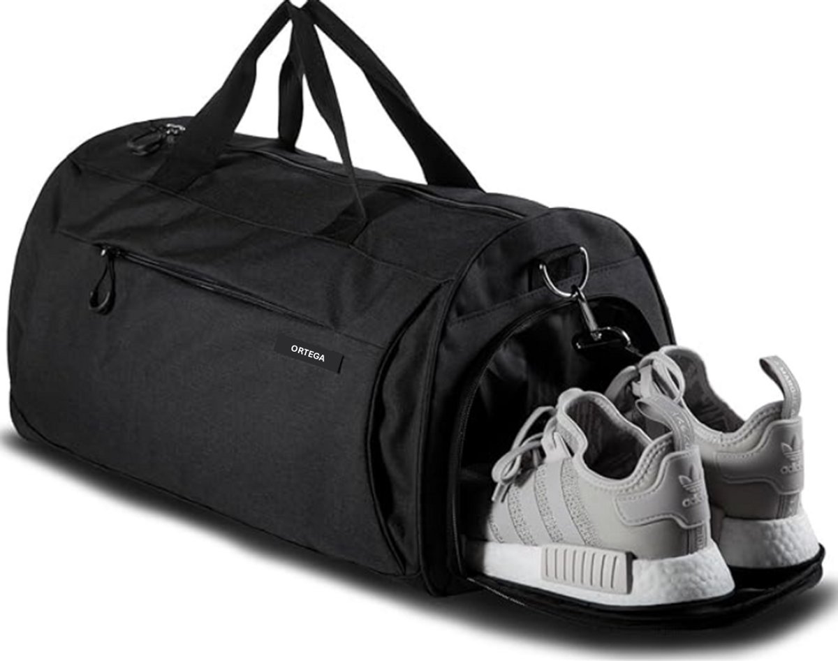 Sporttas - Sporttas met rits - Sporttas met schoenenvak - Weekendtas - Zwart