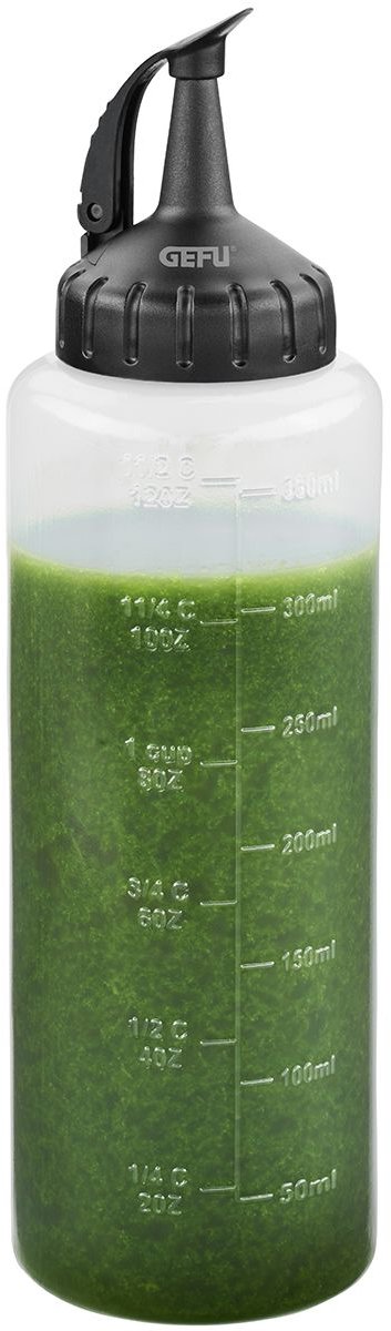 Doseerfles, Spuitfles, Knijpfles, Sausfles, 350 ML, Kunststof, Swing Top Dop, Incl Maataanduiding - GEFU | FLEXI-FILL