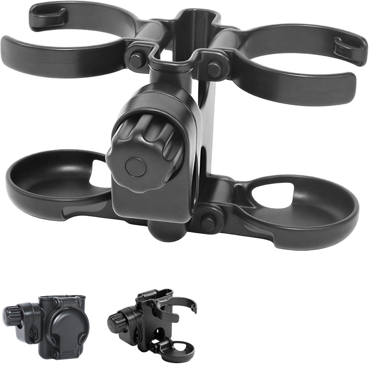 Vouwbare 3-in-1 Kinderwagen Cup Holder met Telefoonhouder, Universele Dubbele Drinkbekerhouder voor Koffie en Flessen