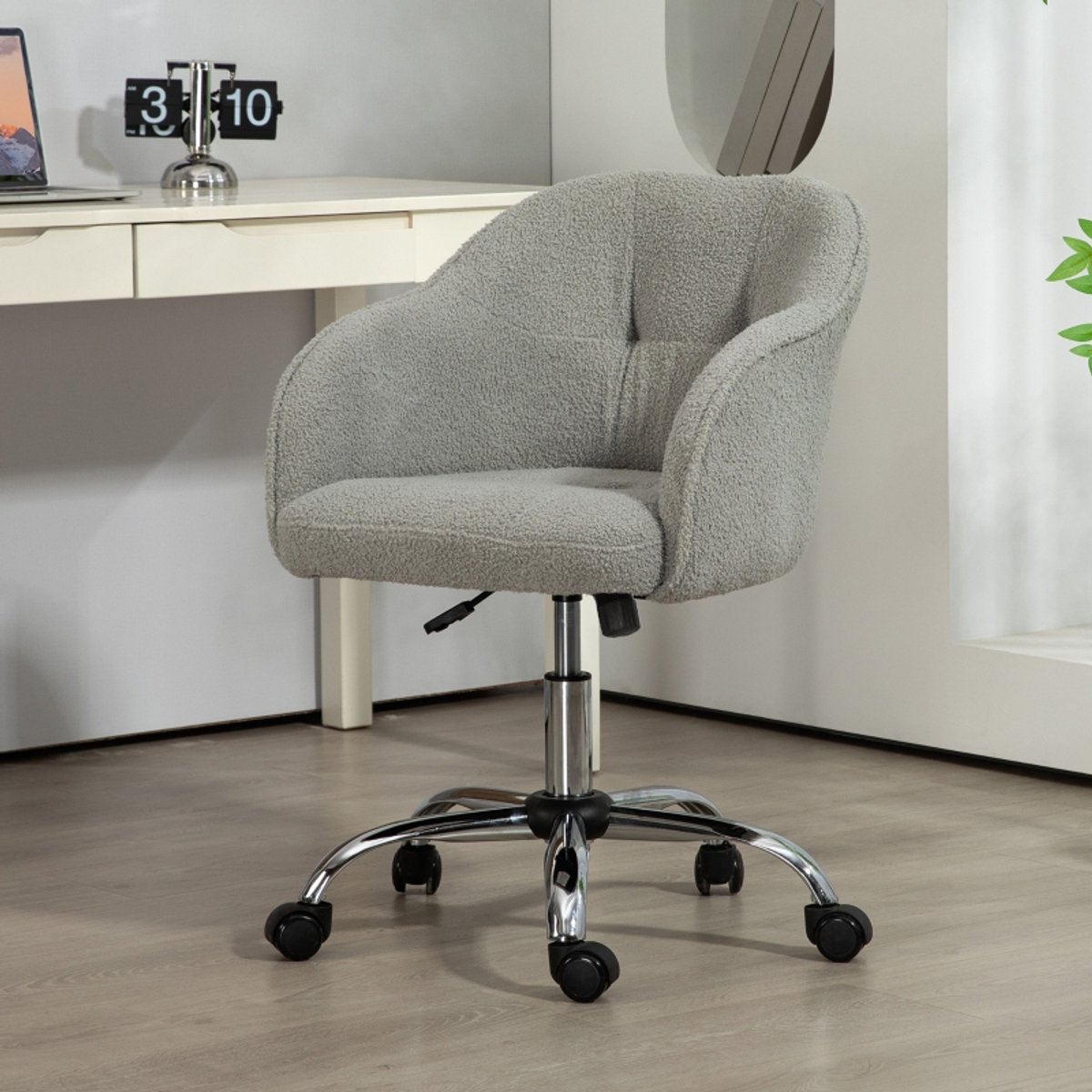 HAUSS SPOLE Bureaustoel - Ergonomische Draaistoel - Met Wippfunctie En Verstelbare Zithoogte - Voor Thuiskantoor En Kaptafel - Grijs