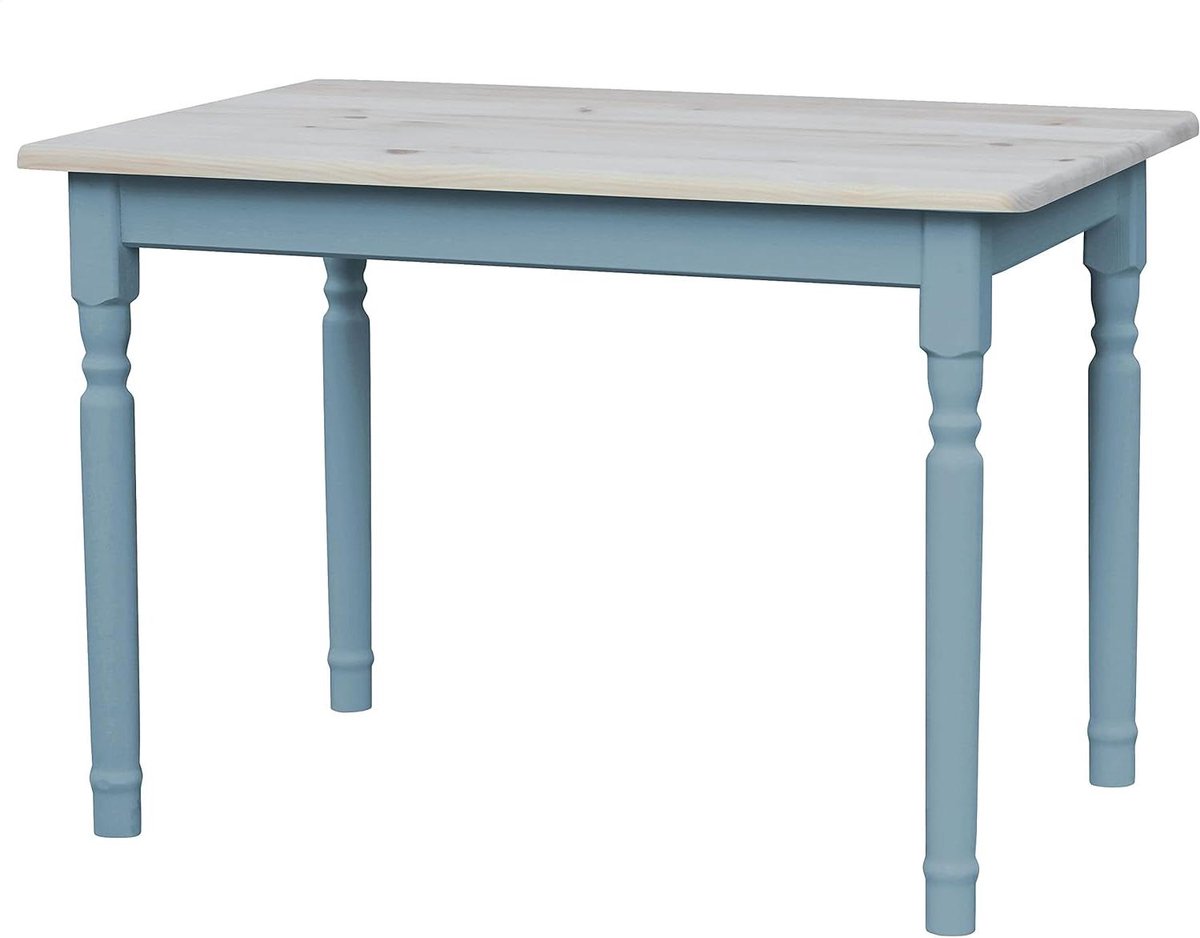 Eettafel Grenenhout - Keukentafel Landhuisstijl - Gezellig Tafelen - Massief Hout - 70 x 120 cm - Blauw