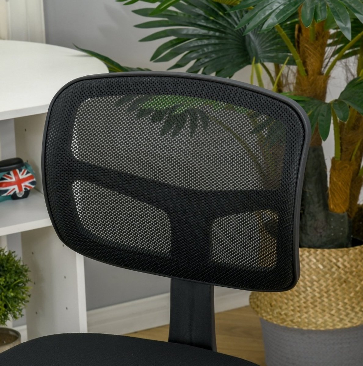 DESMIU Bureaustoel 43 x 48 x 77,5-89,5 cm - Ergonomisch En Hoogteverstelbaar Draaibaar - Voor Bureau En Thuiswerkplek - Netstof Zwart