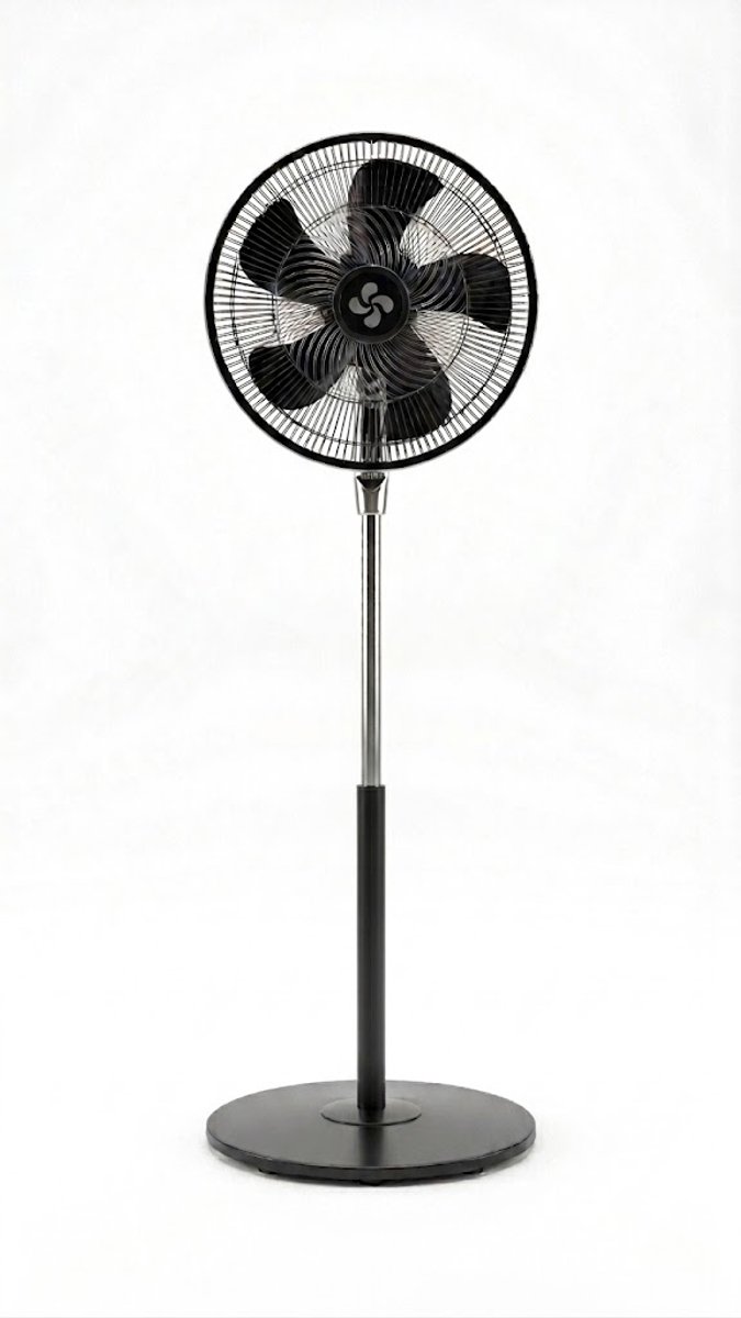 Bol.com Krachtige Statiefventilator - Tafelventilator - 25cm - 70W - 3 Snelheden - Oscillatiefunctie - Kantelbaar - Zwart aanbieding