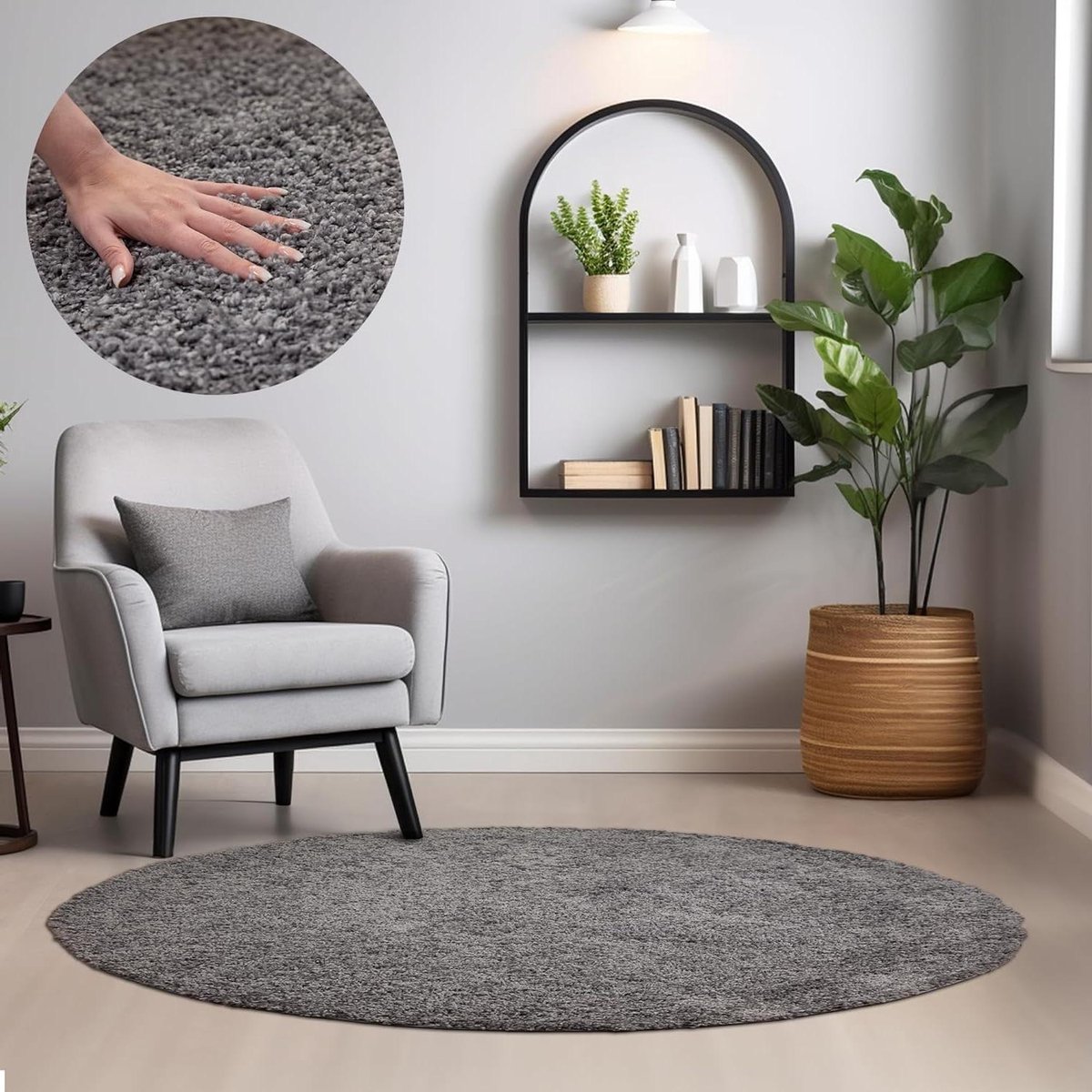 Hoogpolig Vloerkleed - Shaggy Tapijt - Woonkamer Aankleden - Machinaal Geweven - 120 cm Ro