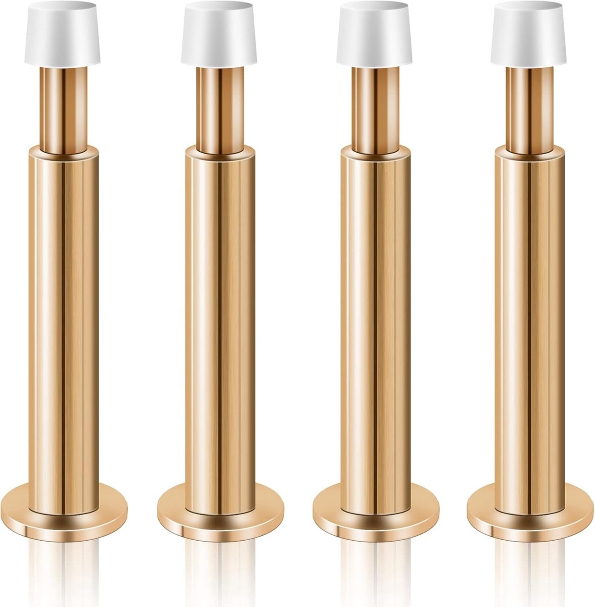 Set van 4 Lange Deurstoppers voor Buiten met Rubber Bumper - Zware Metalen Wandmontage in Roségoud voor Skirting Board