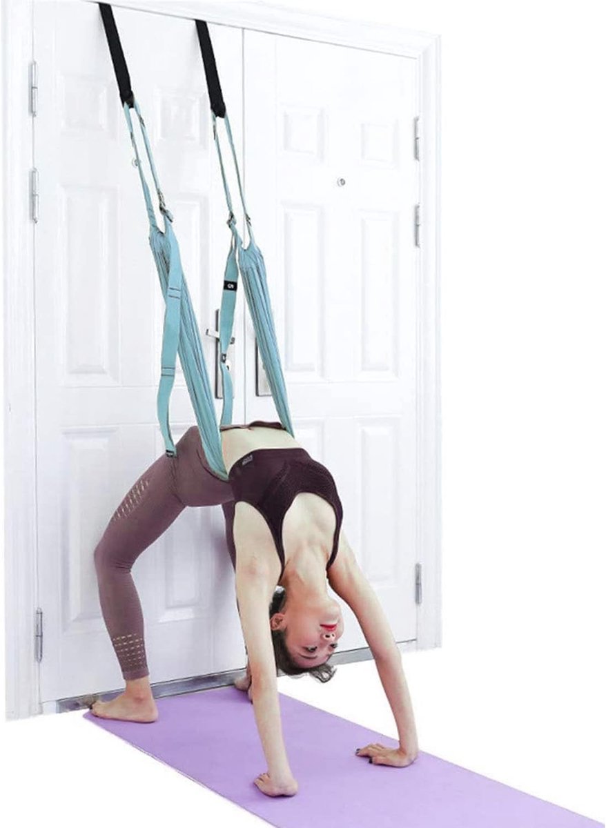 Verstelbare yoga stretchband voor flexibiliteit, rehabilitatie en pilates oefeningen - ideaal voor splits en rugstretching (blauw)