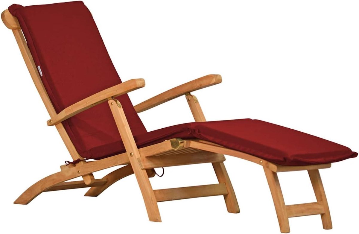 Ligstoel Kussen - Dekstoel Bekleding - Ontspannen Buiten - Machinewasbaar - 46 x 189 cm - Bordeauxrood