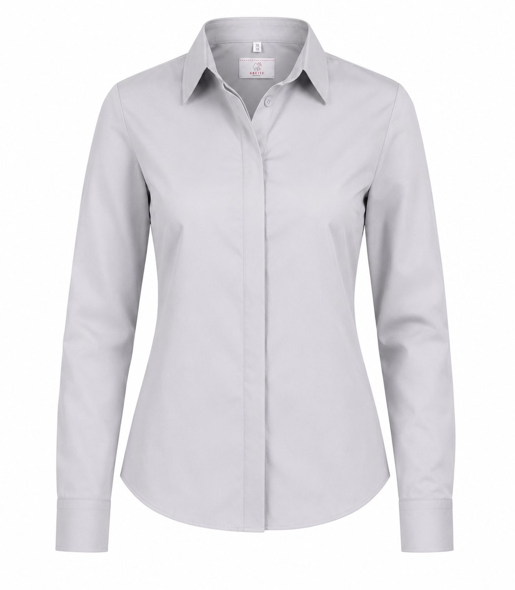 Greiff Dames Chiffon Blouse Lichtgrijs Lange Mouw Maat 38 – Zakelijke Blouse