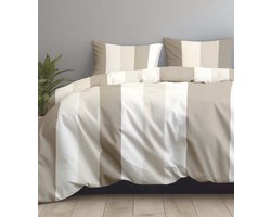 Lakenset Micropercal - 2 personen - Bovenlaken en onderlaken - 4 stuks - Beige Lines