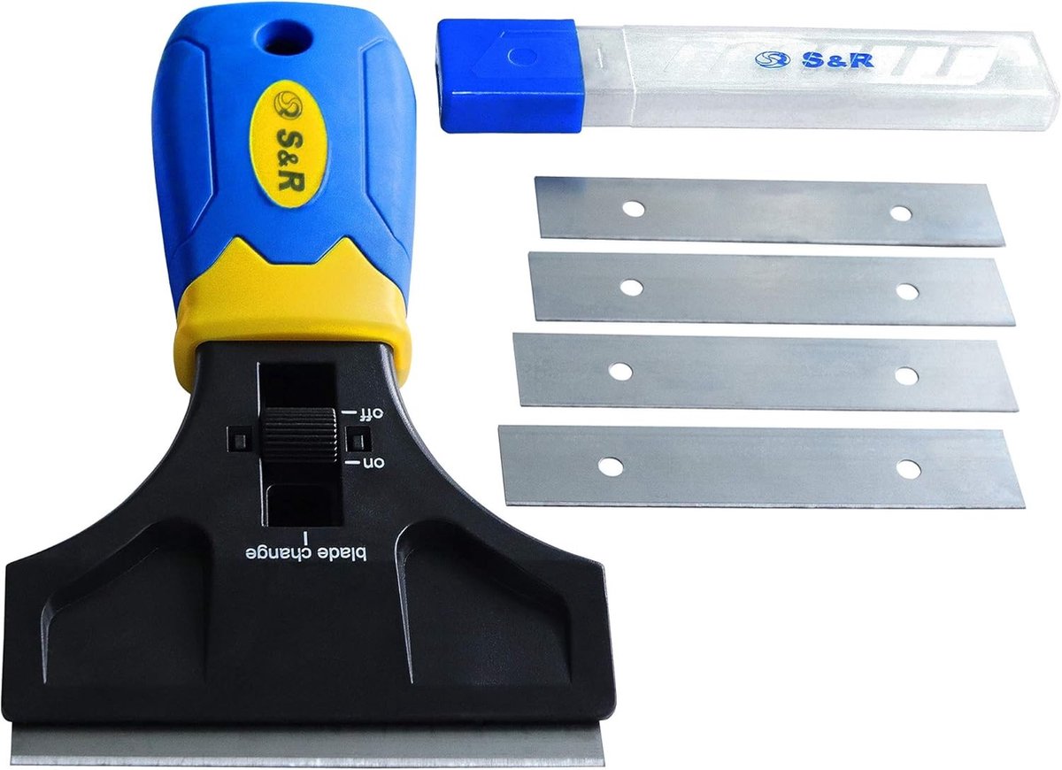 Schraper - Kunststof - Ergonomische handgreep - 5 extra messen - Voor veelzijdig gebruik