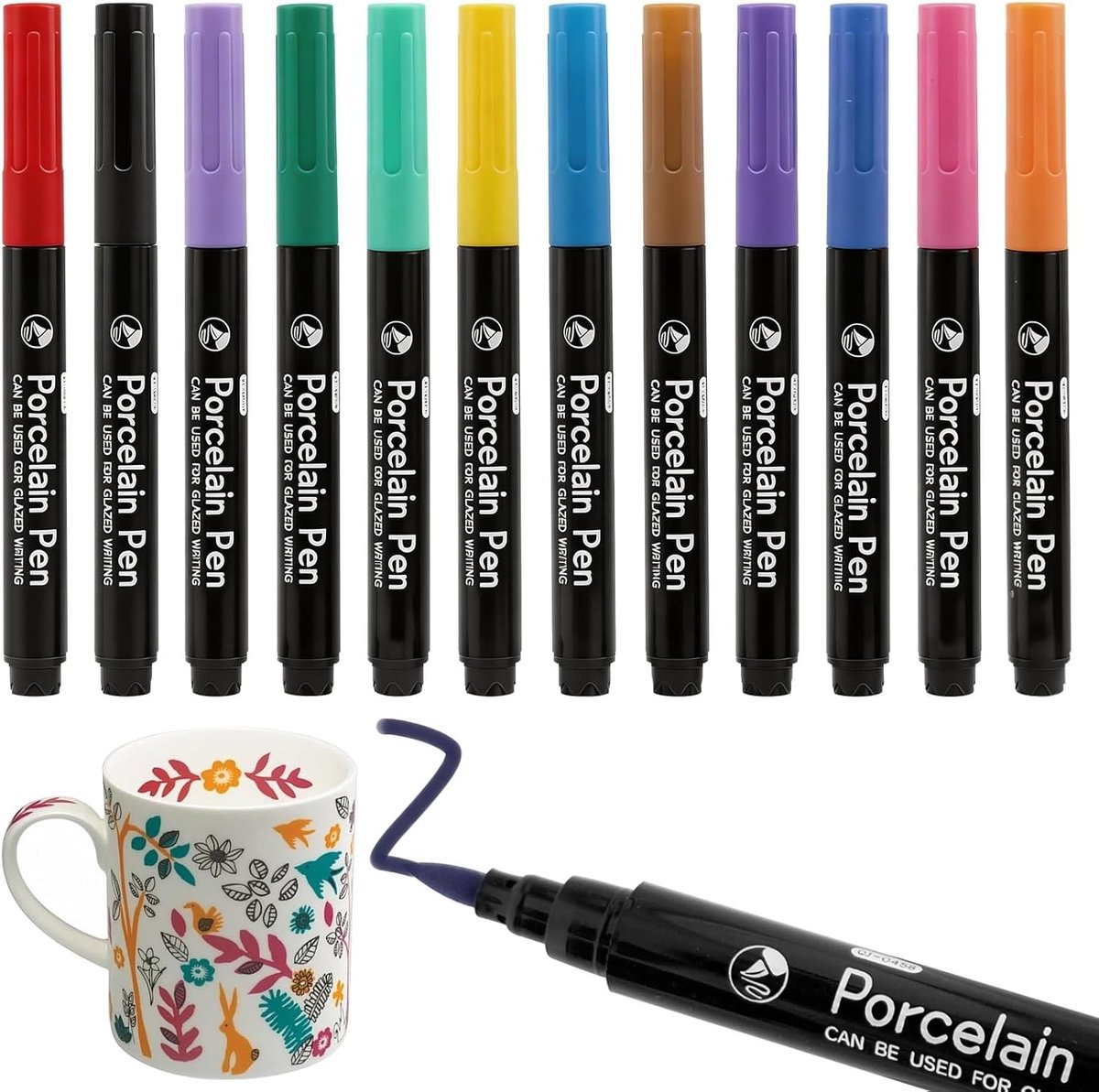 Porseleinen Stiften - Multicolor - Vaatwasmachinebestendig - Ideaal voor Keramiek en Glas - Voor Creatieve Projecten