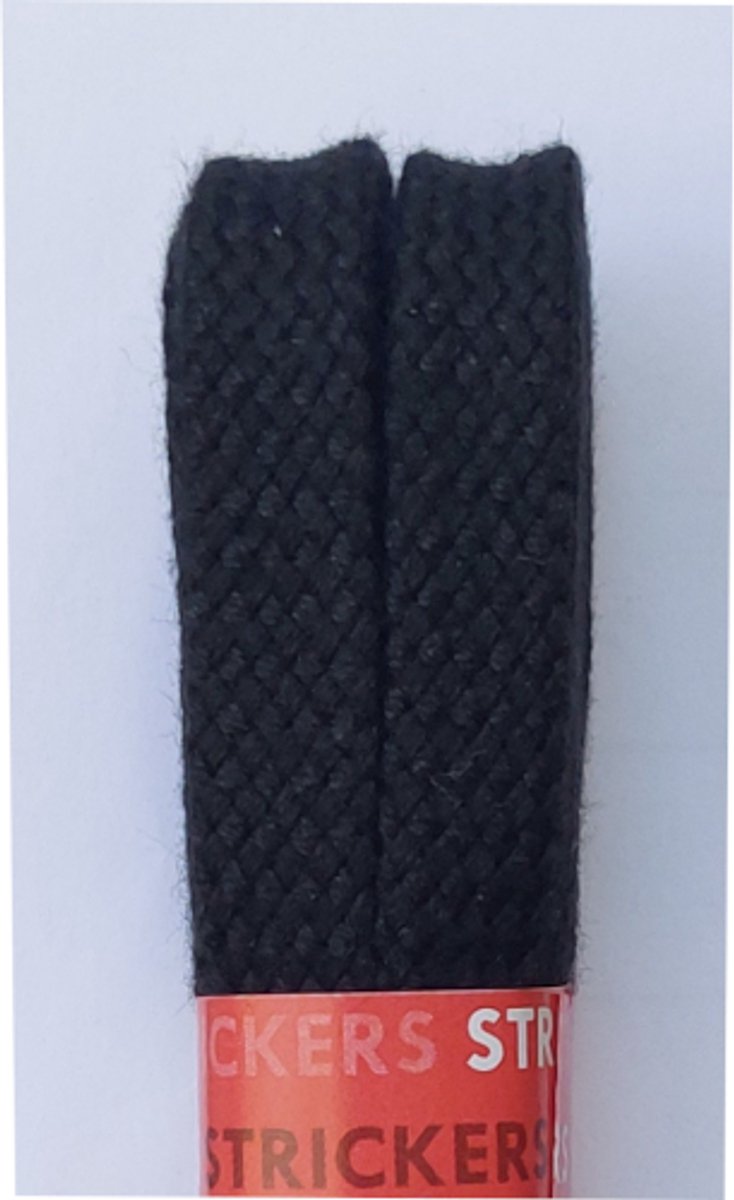Strickers Veter - Zwart - Plat - Lengte 150 cm - Breedte 8 mm - Schoenveter