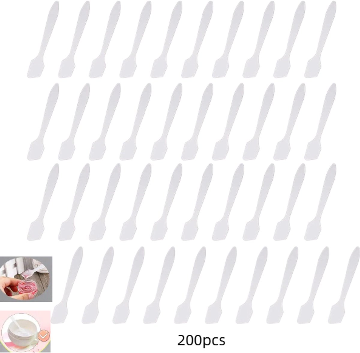 200 stuks - Stick voor gezichtsmasker - Mengstaafje - Spatel voor gezichtsmasker - Hulpmiddel voor het aanbrengen van gezichtsmaskers - Mengstaafje - Spatel voor gezichtscrème - Make-upspatel - Transparant - 8,1*1,5 cm - Voor cosmetica
