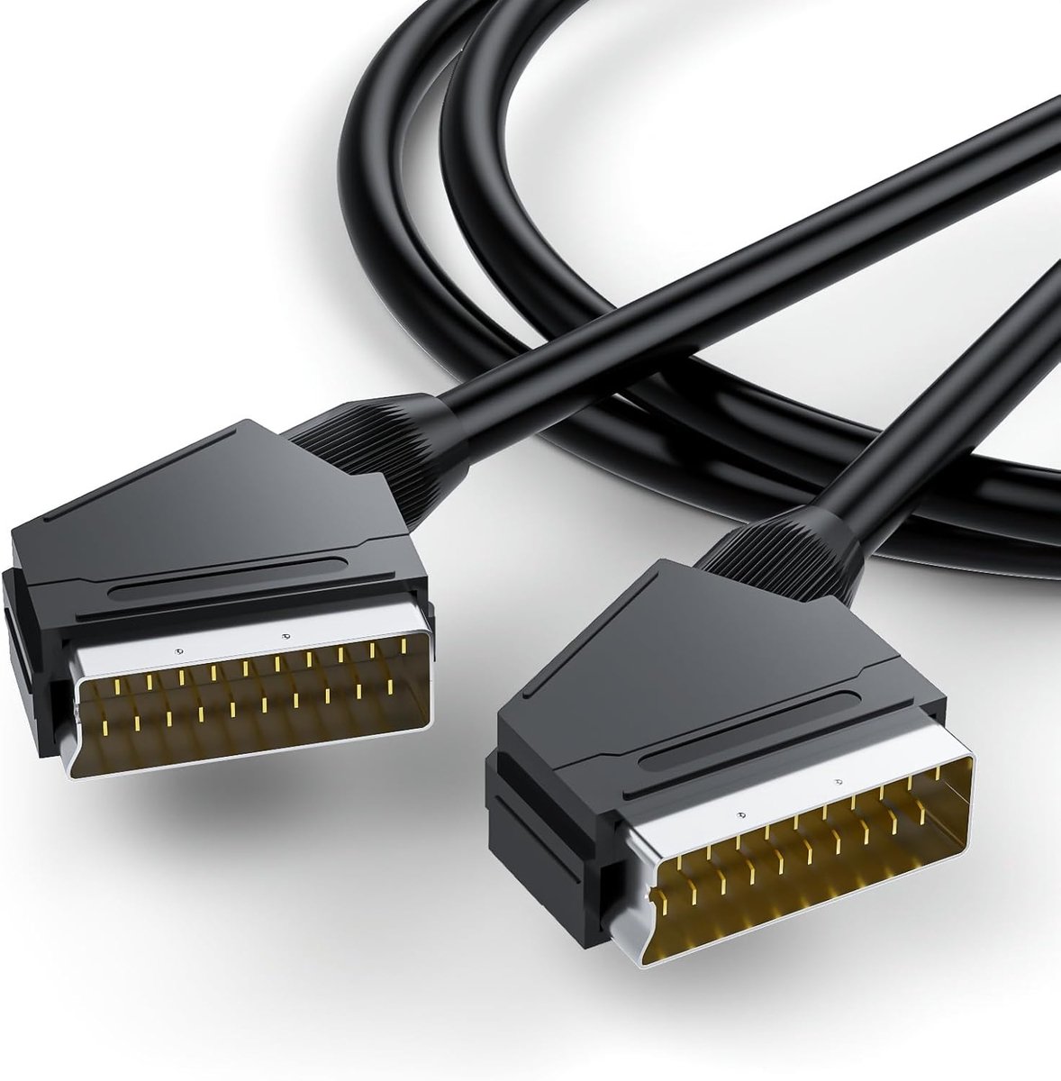 QTTVBTNA -Scart Kabel RGB - Euro SCART Kabel - 21-Pin AV-Kabel - Volle RGB-Unterstützung - Vernickelte Stecker - Hochreine Kupfermischung - Robuster PVC-Mantel - Störungsfreie Bildqualität - 1 Stück