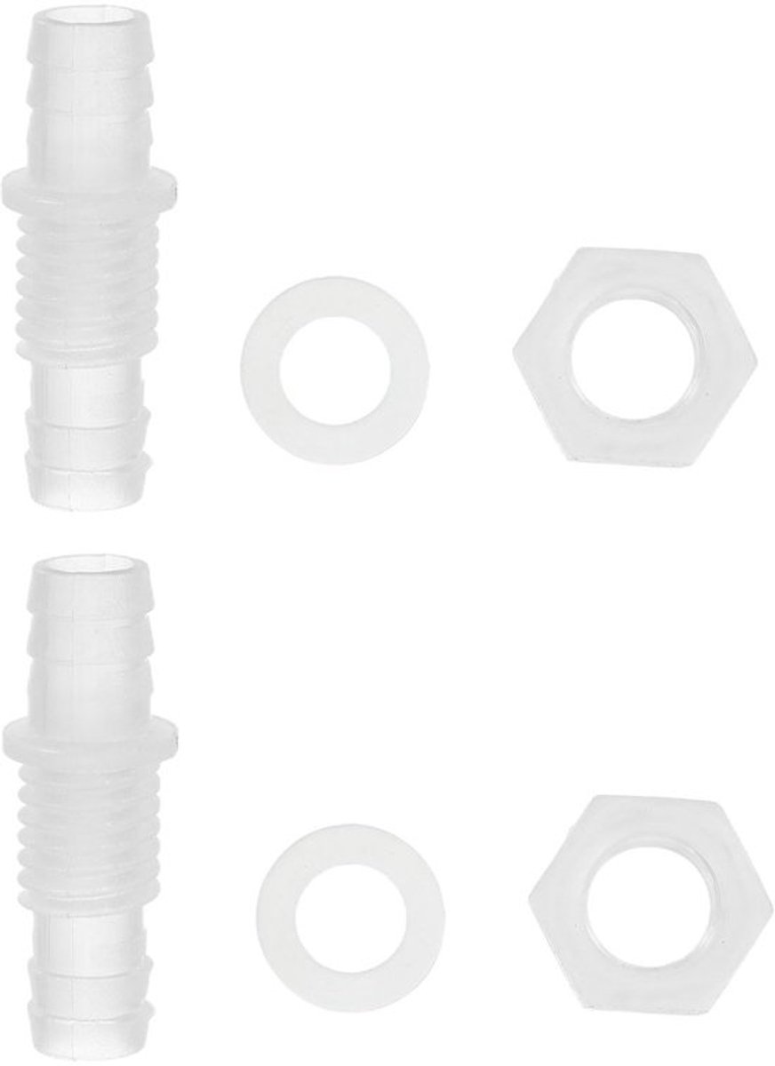 3/8" slang ID weerhaak door-bulk schotkoppelingen, 2 stuks kunststof adapterkoppelingen met M14 moeren siliconen ringen voor aquariumwater brandstof lucht