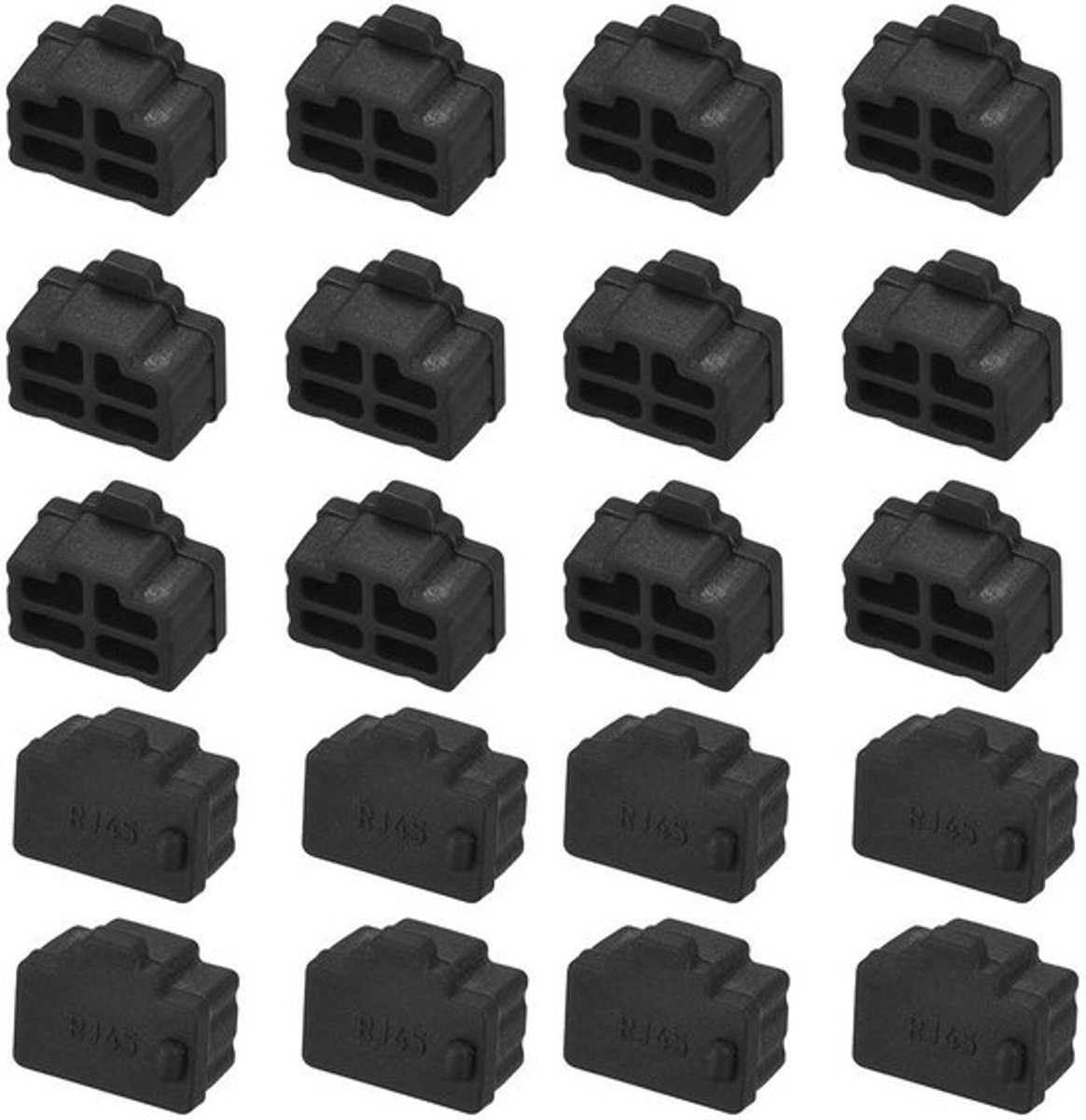 20 Stks RJ45 Siliconen Beschermers Ethernet Hub Poort Anti Dust Cap Cover Zwart