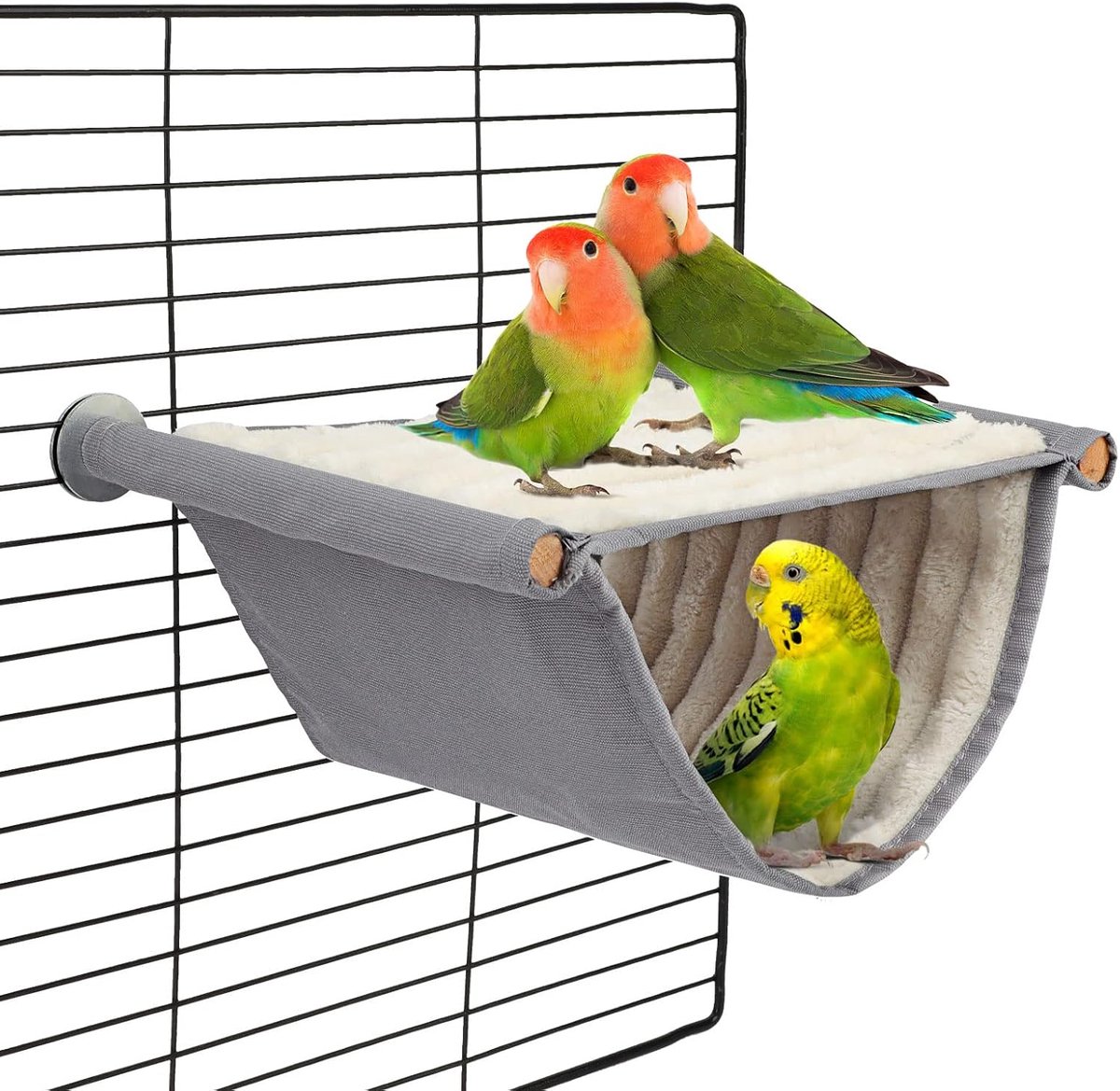 Hangmat in de vorm van een vogelnest - 23x18 cm - Geschikt voor grasparkieten, valkparkieten en kleine huisdieren - Grijs