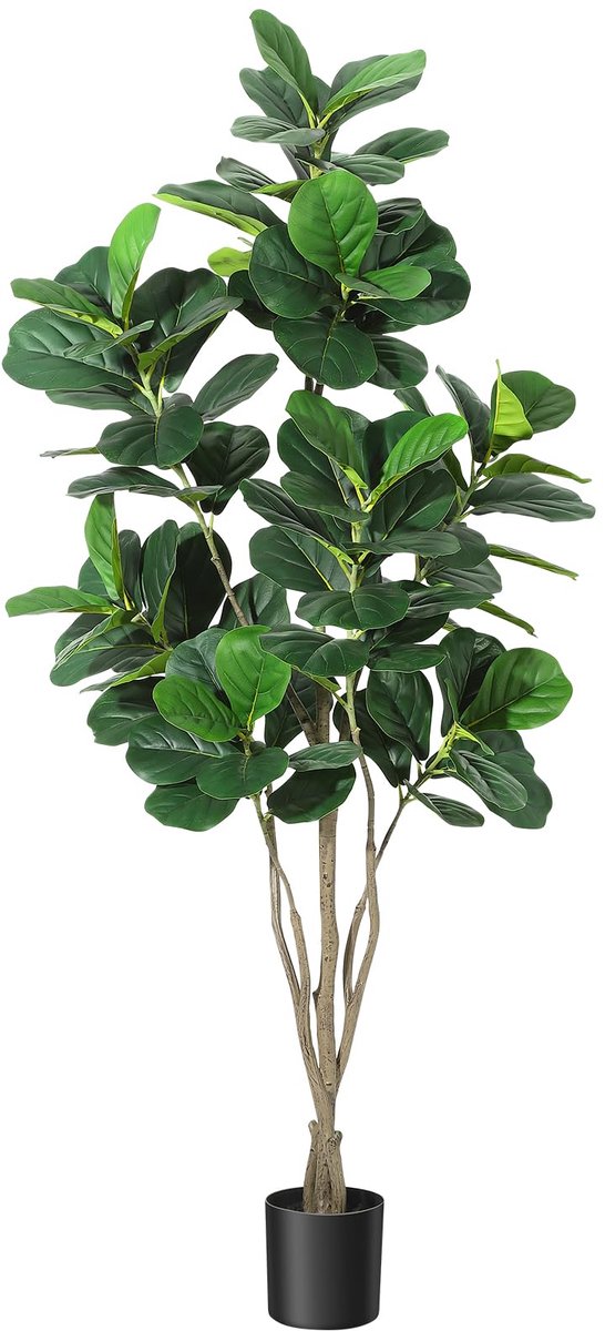 Triumpunpre 150 cm hoge kunst Ficus Lyrata boom, natuurgetrouwe bladvijg plant voor binnen en buiten, decoratie voor huis, kantoor en keuken Groen