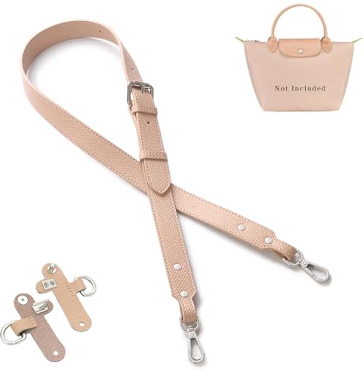 Geschikt voor Longchamp Dames Tas Schouderriem - Schouderbreedte 2,5 cm - Handtasriem vervanging - Verstelbare brede schouderriem - Universele Pasvorm voor Veel Tassen - Lotuswortel Roze&Zilver gesp(Tas niet inbegrepen)