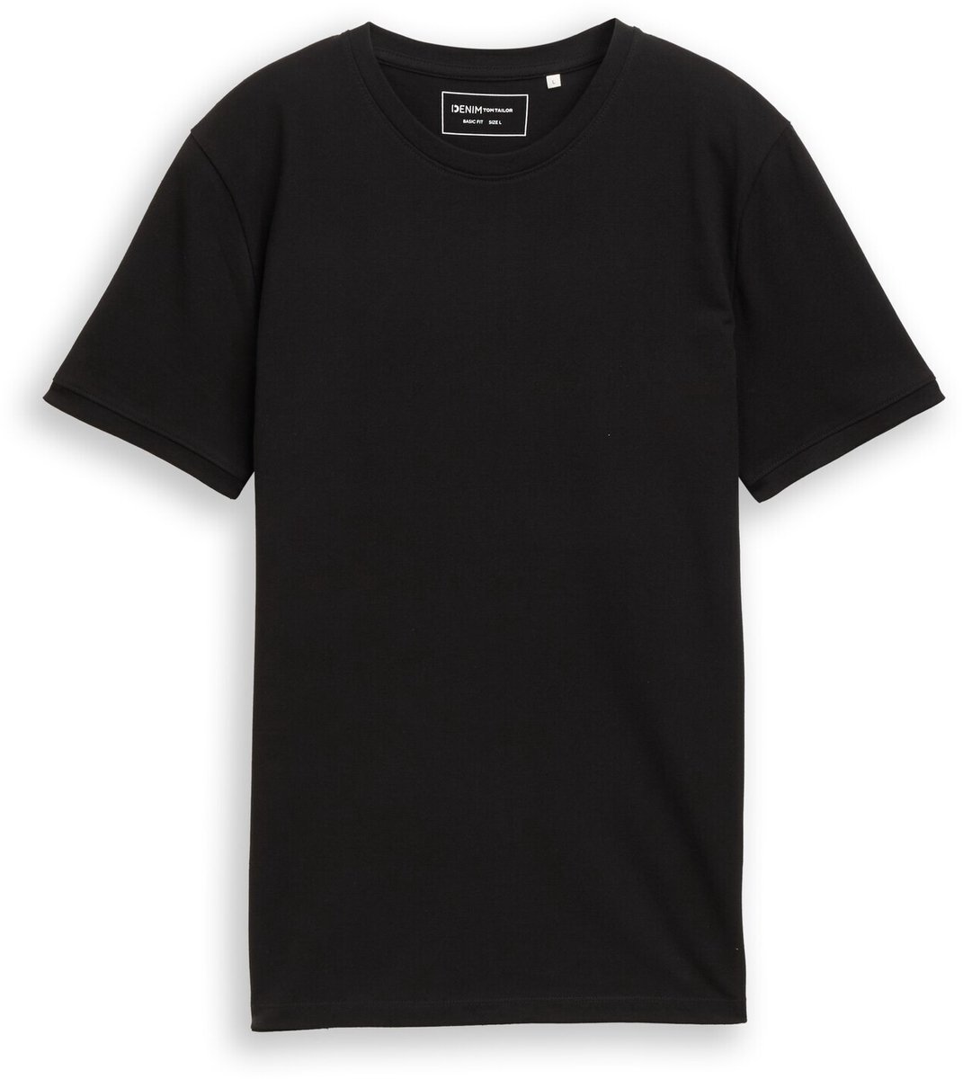 Tom Tailor Denim - Basic piqué T-shirt - Maat M - Black