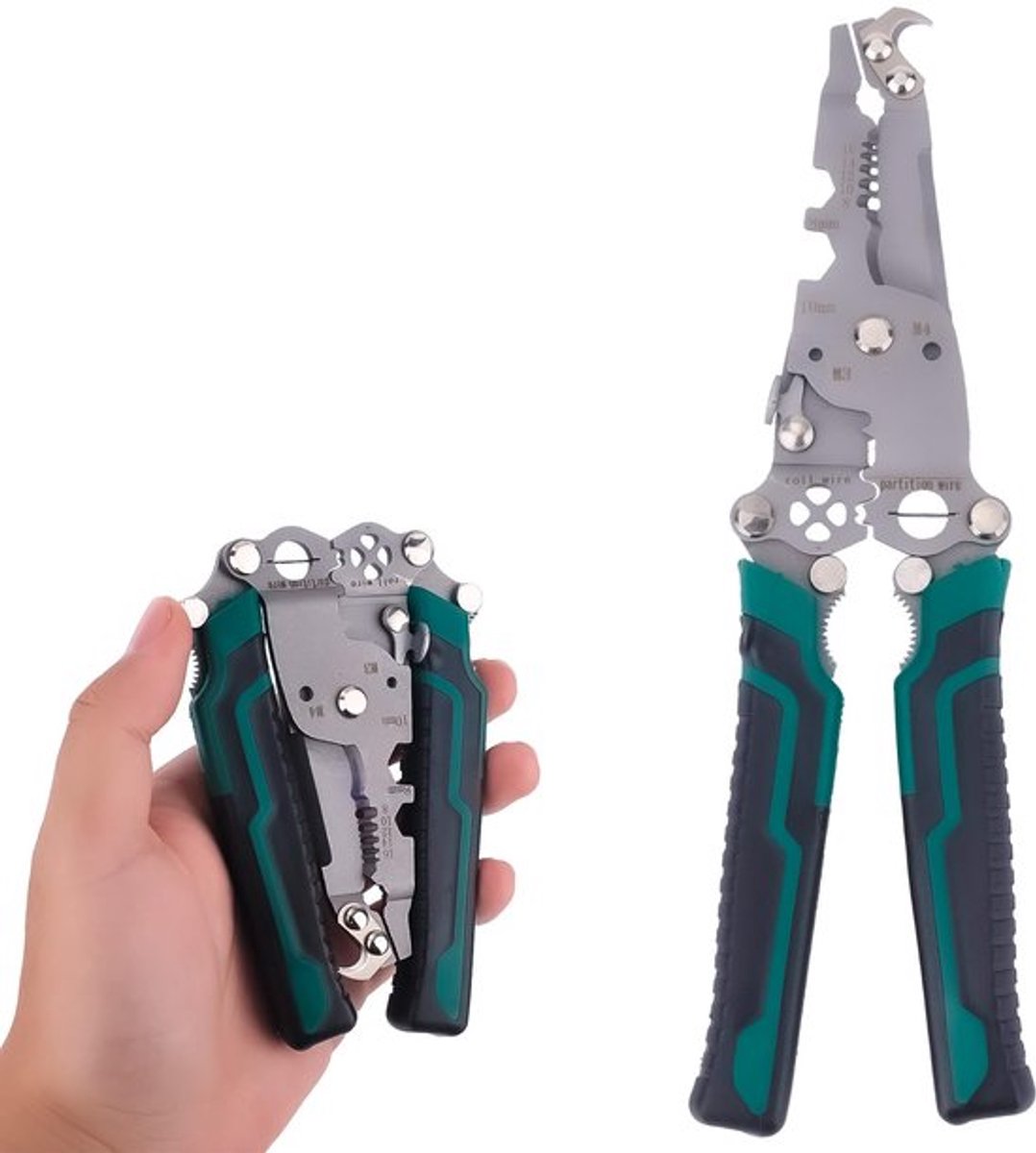 18-in-1 Vouwbare Draadstripper, Roestvrij Stalen Multifunctionele Professionele Draadstripper Kabelstripper Crimping Tangen voor Elektriciens Doe-Het-Zelf Hobby's en Bouwbedrijven