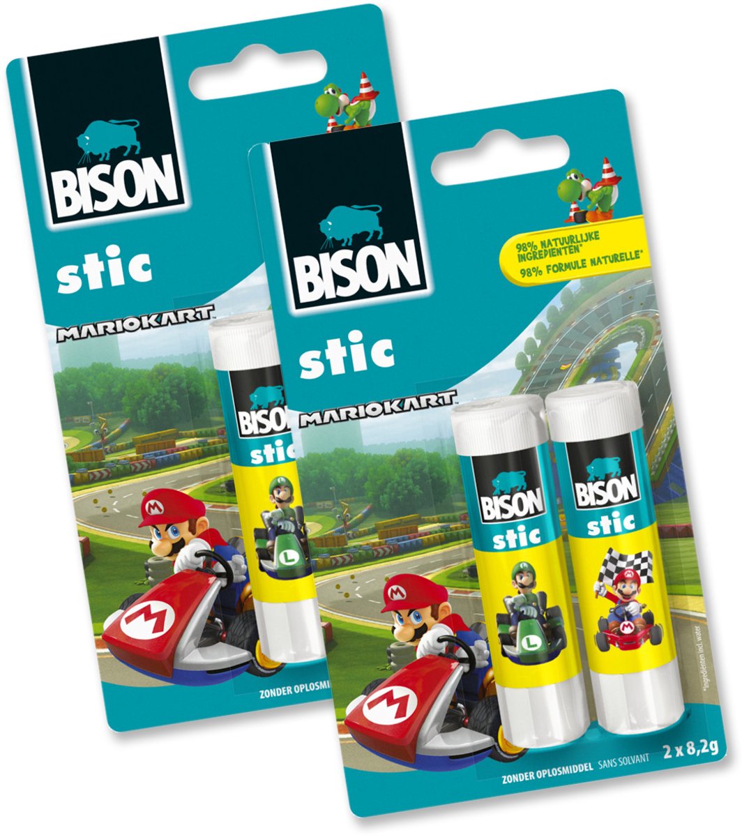 Bison Stic - Mario Kart - Exclusieve editie lijmstiften - 4 x 8,2 gram