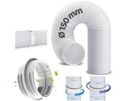 200 cm verlengslang voor airconditioner, adapter met een diameter van 150 mm, linksdraaiend, afvoerslang voor airconditioner, verlengslang voor airconditioner, afvoerslang voor airconditioner