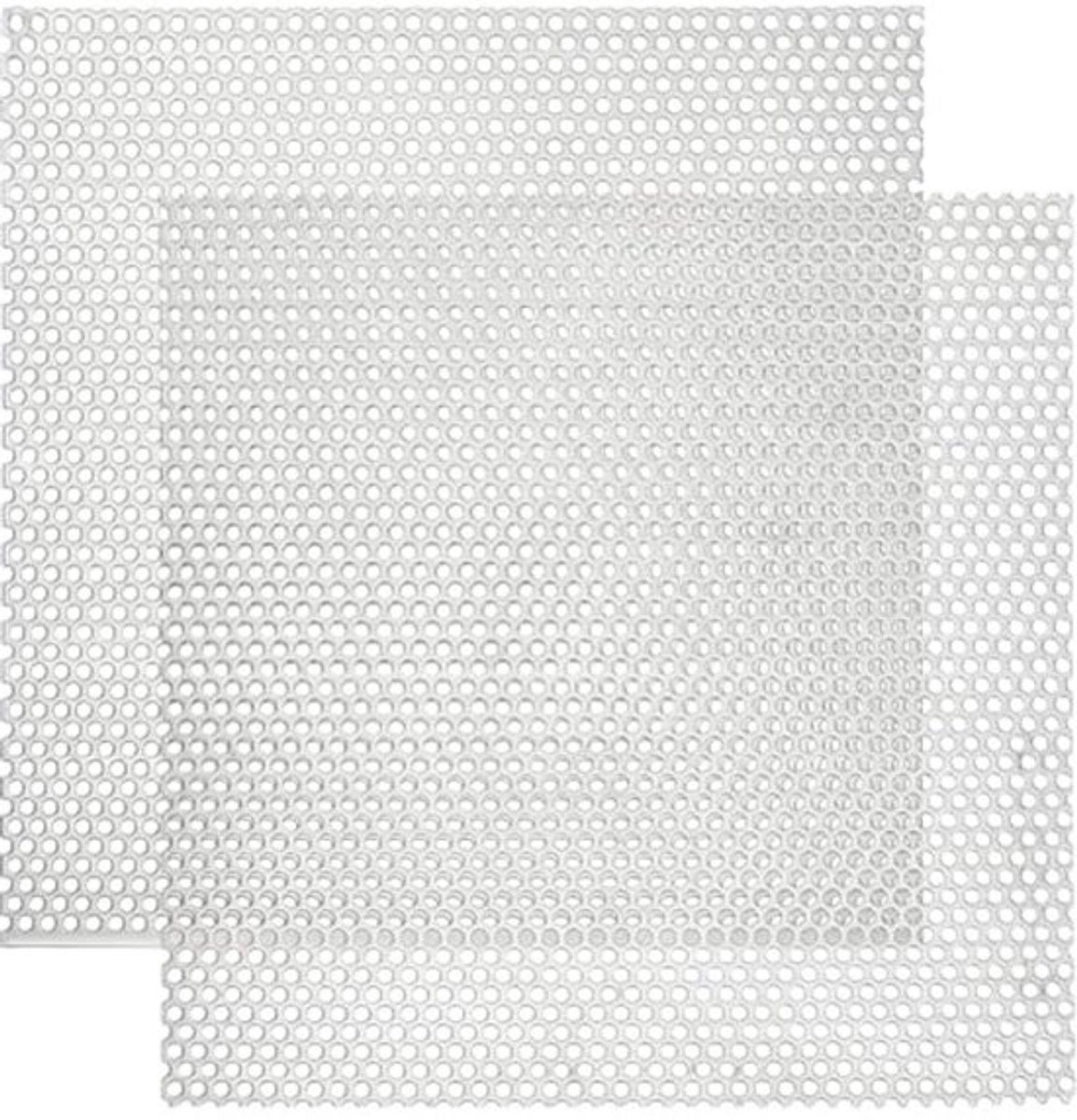 2 stuks geperforeerde metalen plaat, geperforeerde plaat van roestvrij staal 304, gaasblad met 5 mm gaten voor ventilatie en rookfiltratie, 30 x 30 cm
