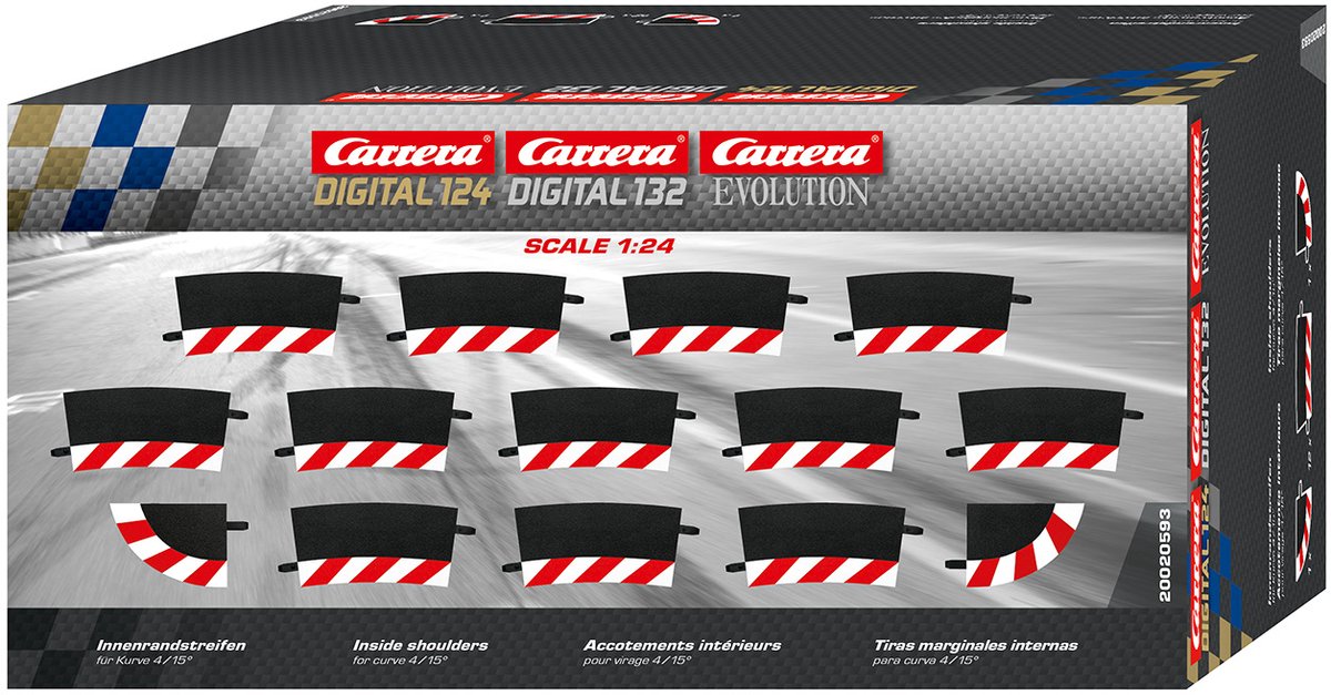 Carrera Racebaanonderdeel - DIGITAL 124/132/Evolution - Uitbreidingsset Binnenste Randstrips voor 4/15° Bochten - 12 Onderdelen onderdeel