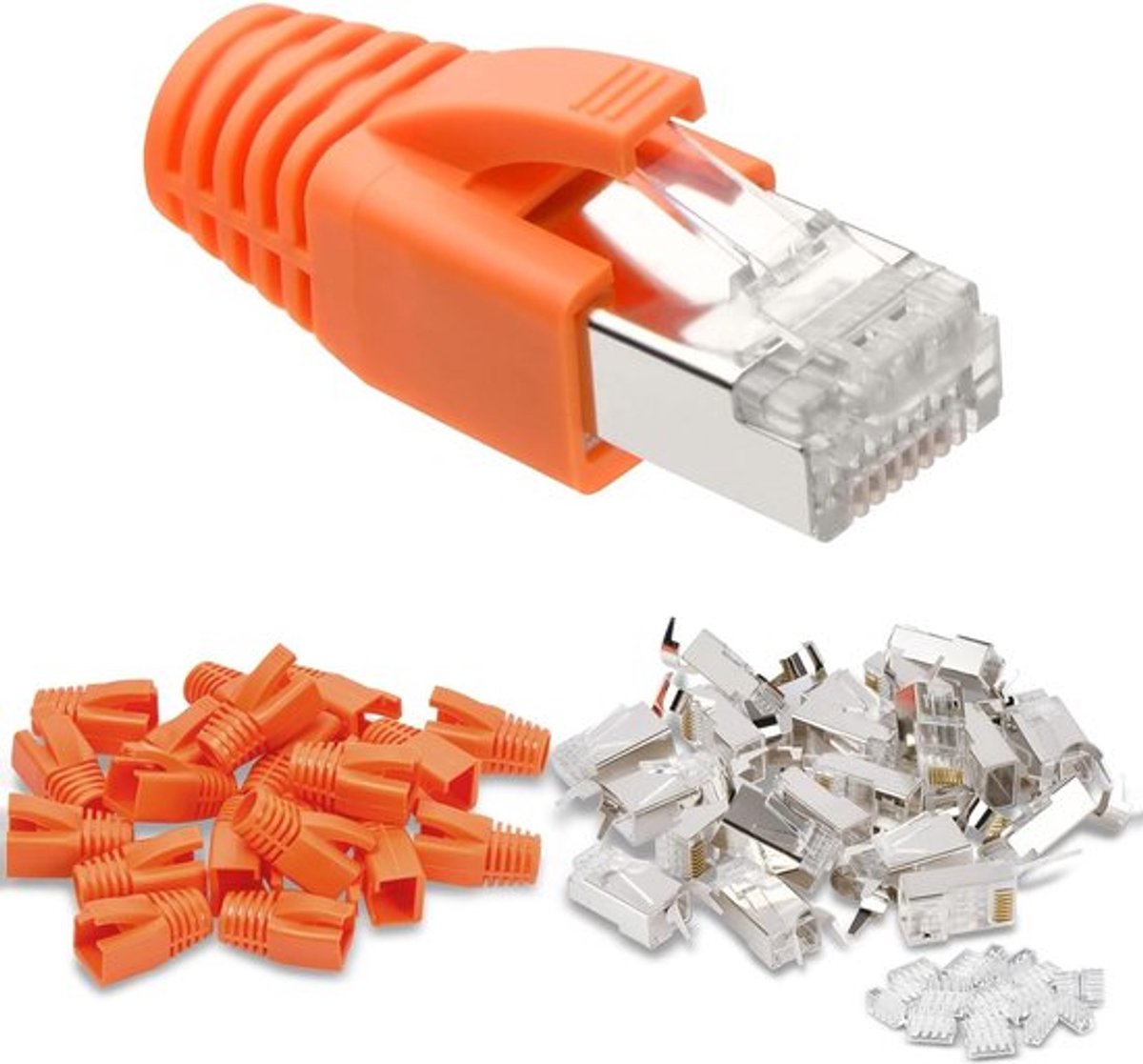 20 stuks RJ45-stekker Cat 7 metaal afgeschermd - modulaire stekker met inrijger en knikbescherming .