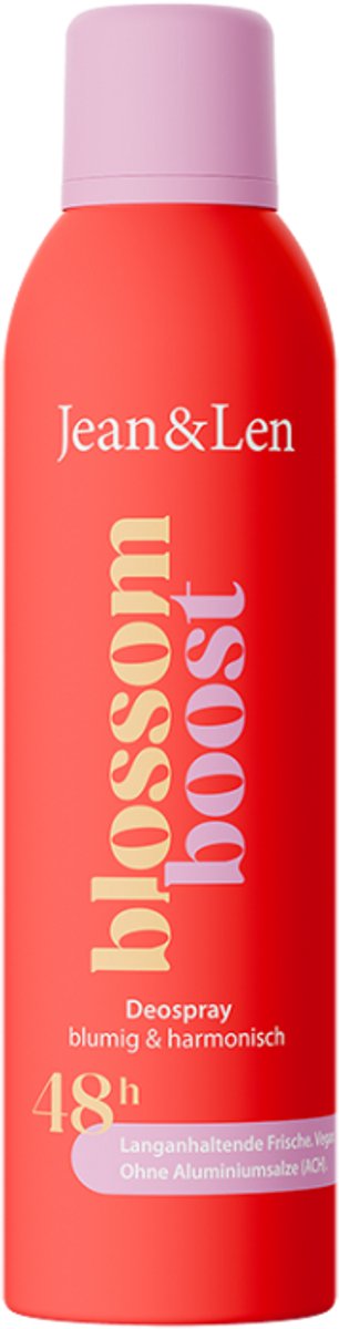 Jean & Len Deodorant Spray Blossom Boost 150 ml - vegan, dierproefvrij, zonder aluminiumzouten, zonder parabenen, zonder microplastics