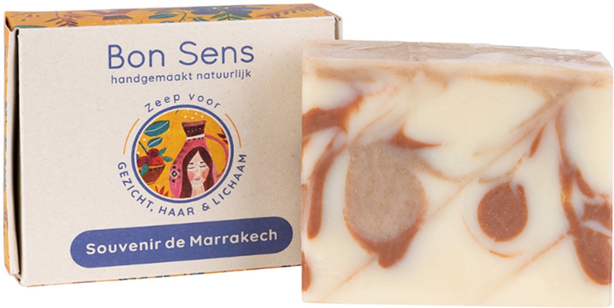 Le Bon Sens Souvenir de Marrakech Zeep 110 gram - vegan, handgemaakt, plasticvrij, palmolievrij, zonder parabenen, biologisch afbreekbaar