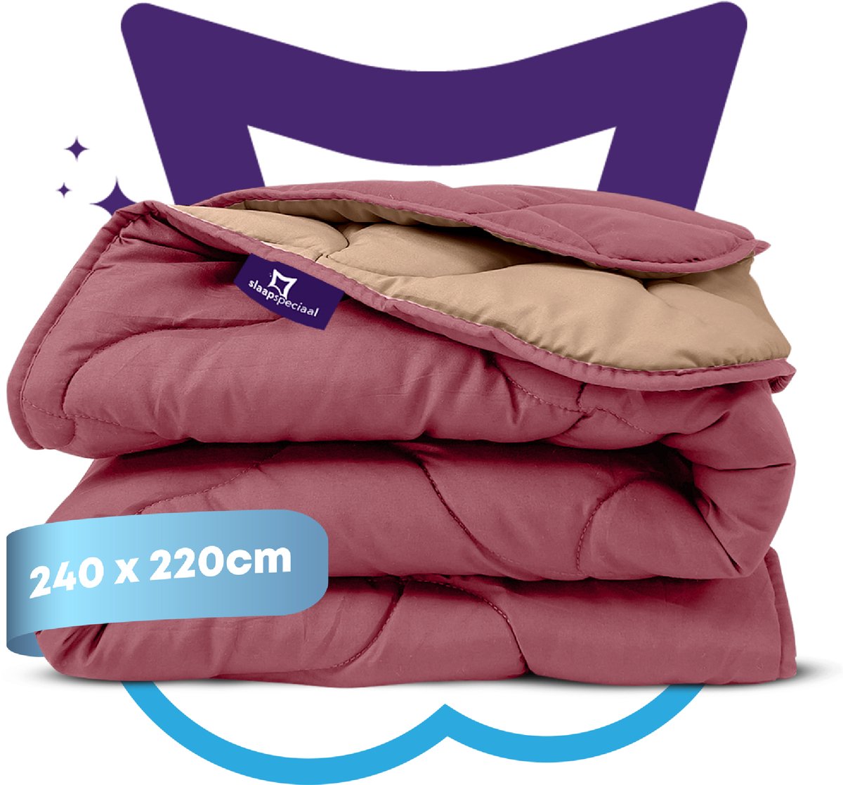 Slaapspeciaal Zomerdekbed - eazydekbed ® Series Vintage Rose/Taupe - Dekbed zonder overtrek | 240x220 cm - Hoesloos dekbed - Bedrukt dekbed zonder overtrek - Dekbed in kleur - Gekleurd dekbed - Lits Jumeaux Dekbed