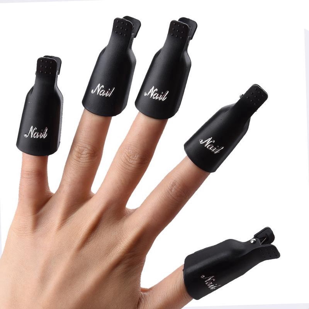 10x Nagellak remover clips - Nagellak verwijderen - Nagel clips - Nail polish remover clips - Nagelclips - Gellak losweken - Gellak verwijderen - 10 stuks - Zwart - Jonyx