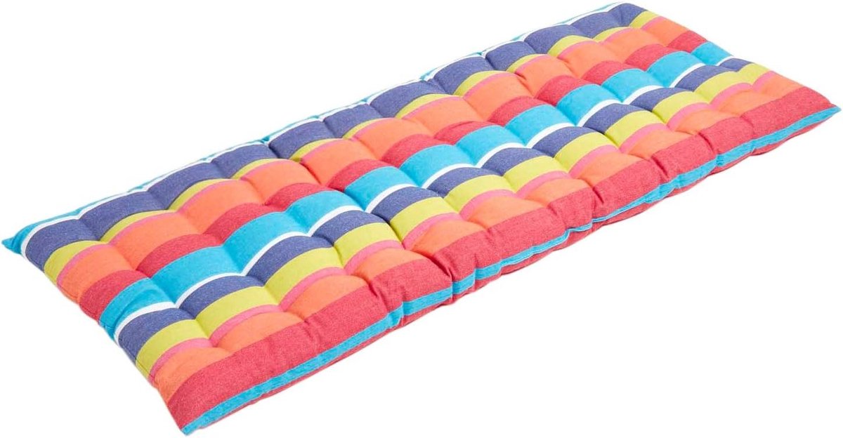 Tuinbankkussen - Zitkussen Bank - Comfortabel Zitten - Gedekt Design - 108 cm Breed - Meerkleurig Gestreept