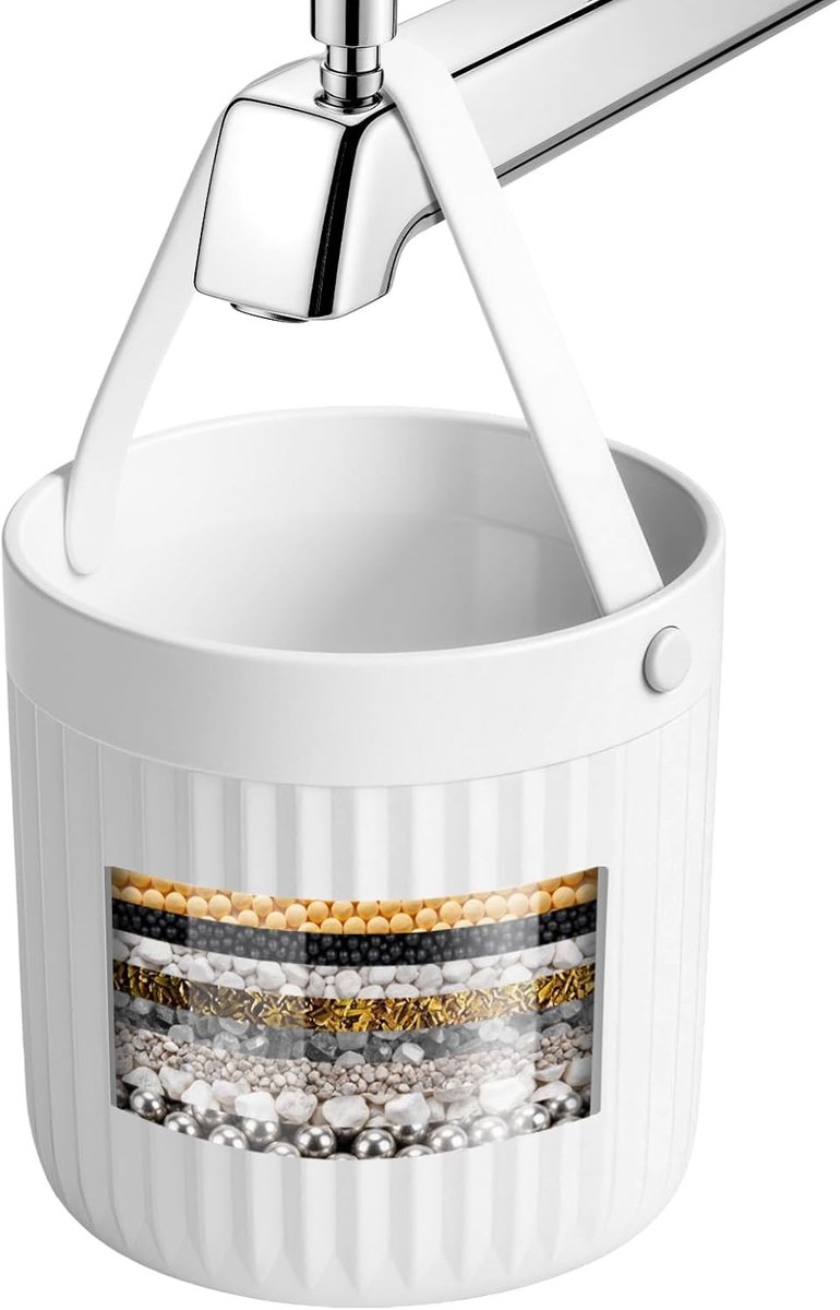 Badfilter voor badkuip met 8-traps filtratie, 7.500 gallons, vermindert verontreinigingen en chloor, ondersteunt een gezonde huid en haar, BPA-vrij en eenvoudig te installeren