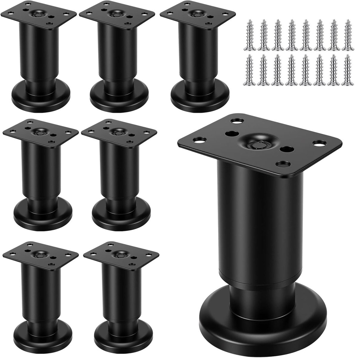 Verstelbare Meubelpoten 8 Pack 8-12 cm Hoogte Zwarte Metalen Poten voor Sofa, Tafel en Stoelen