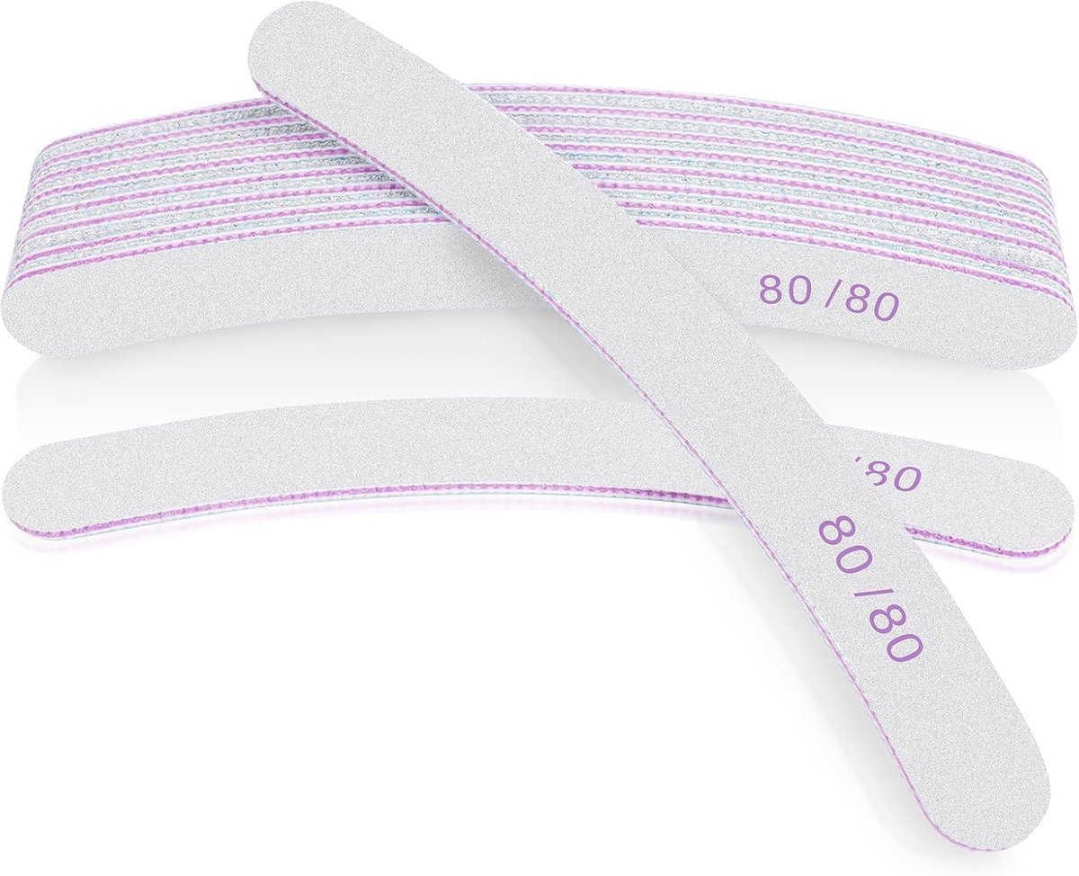 10 Stuks Professionele Vijlenset voor Nagels, Dubbelzijdige 80/80 Grit Bestanden voor Nagelvormgeving, Manicure Tools voor Thuis en Salon Gebruik