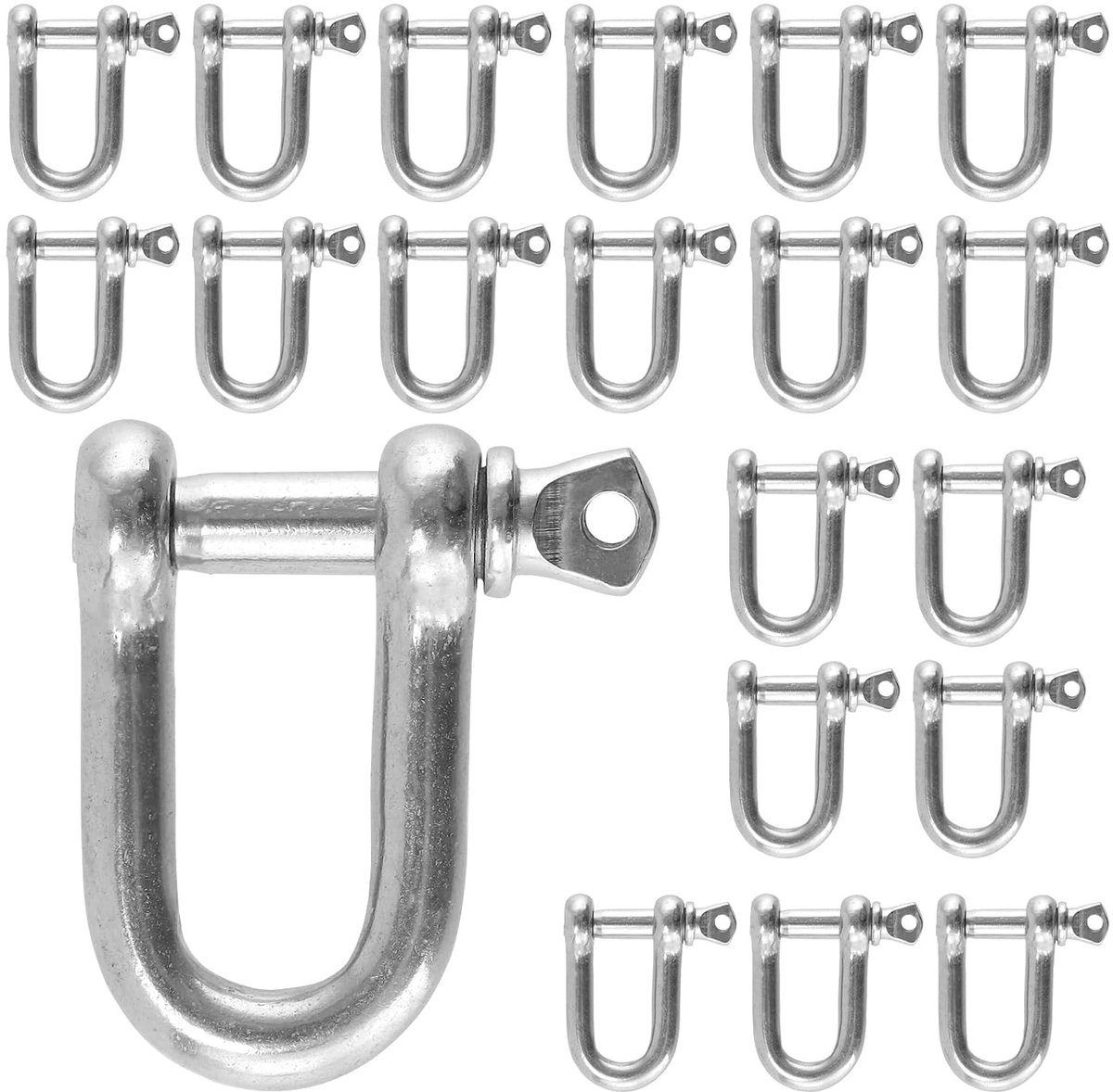 20 Stuks D-vormige M5 Kettingen, 5mm RVS Beugels voor Touw en Kabel, D-ring Beugels in Zilver