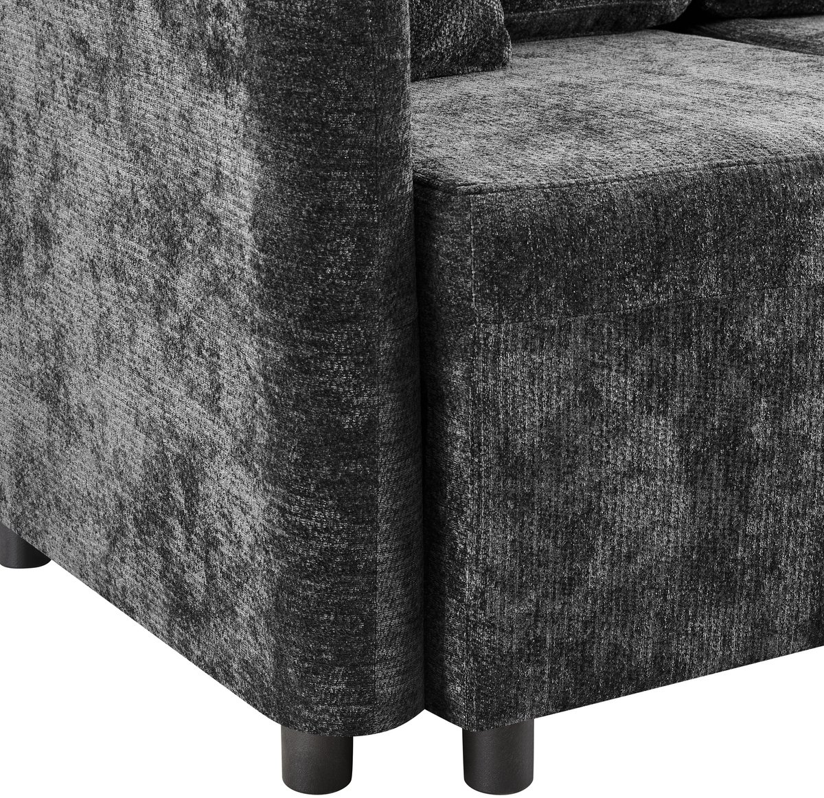 HAUSS SPOLE Hoekbank - L-Vormige 3-Zits Bank - Met Relaxgedeelte En 2 Kussens - Voor Woonkamer En Studentenwoning - Chenille Zwart