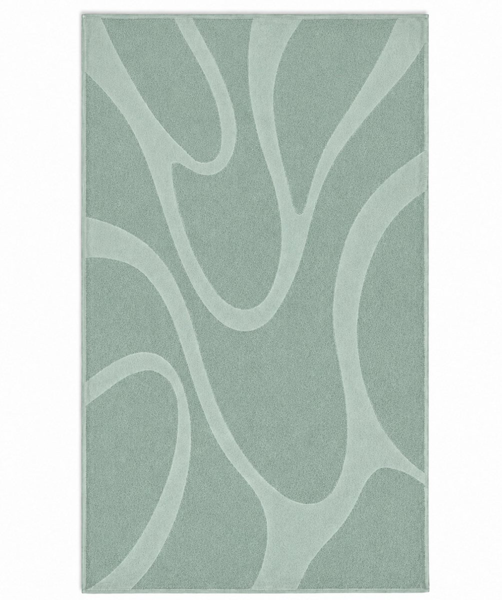 Funnies Strandlaken XXL 100x200 cm - Waves Stone Green - 500 gram/m2 Dik - Strandhanddoek Volwassenen - Sneldrogend en Zacht Katoen - Luxe Badlaken - Badhanddoek - Velours