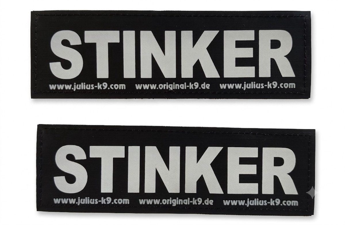 Julius-K9 Set Labels voor Powerharness - Small tekst: STINKER