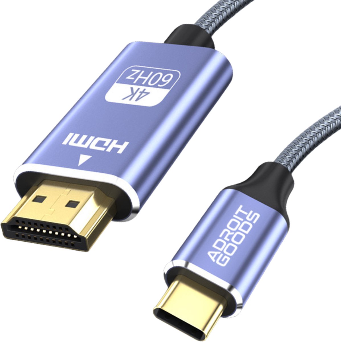 AdroitGoods Type-C naar HDMI 4K display kabel high speed usb-c naar hdmi kabel - 4K 60Hz stabiele verbinding voor tv monitor laptop duurzaam gevlochten - 2 m