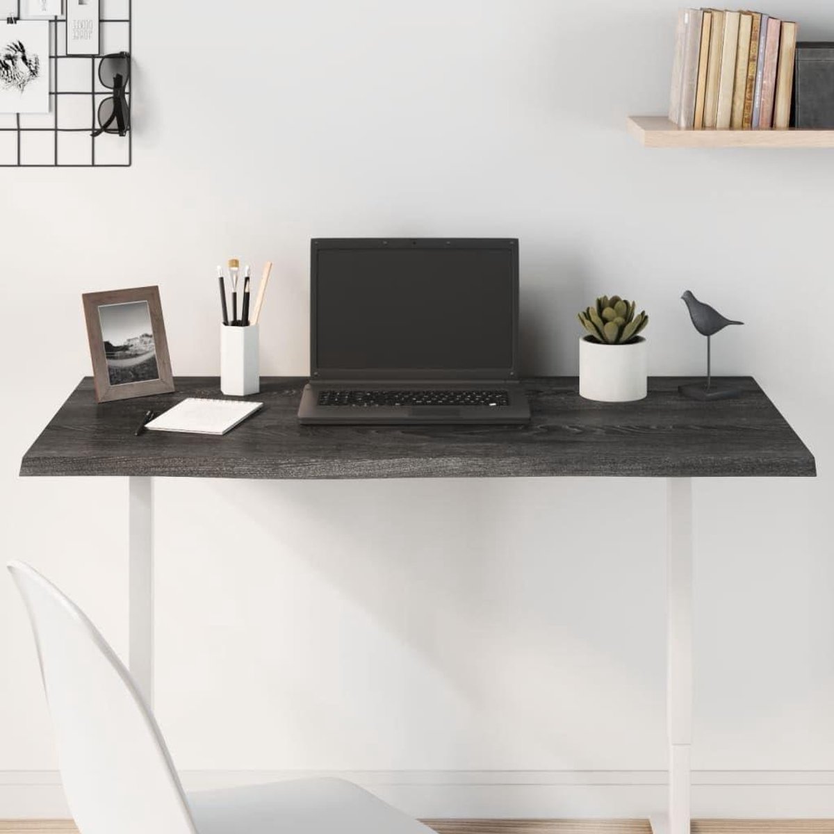 Tafelblad Massief Eiken - Bureau blad - Tafel Vernieuwen - Behandeld Hout - 100 x 60 cm - Donkergrijs