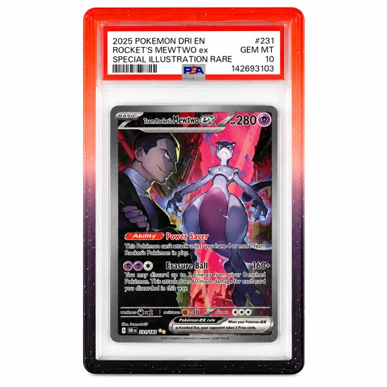 Pokémon kaart 'Team Rocket's Mewtwo EX Special Illustration Rare' in PSA hoes