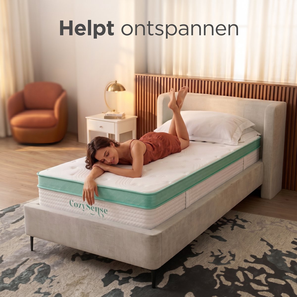 CozySense® Hybride Matras 90x200 cm – Eenpersoons Pocketvering – Traagschuim & Koudschuim – 7-Zones – 25 cm Dik – Medium thumbnail 4