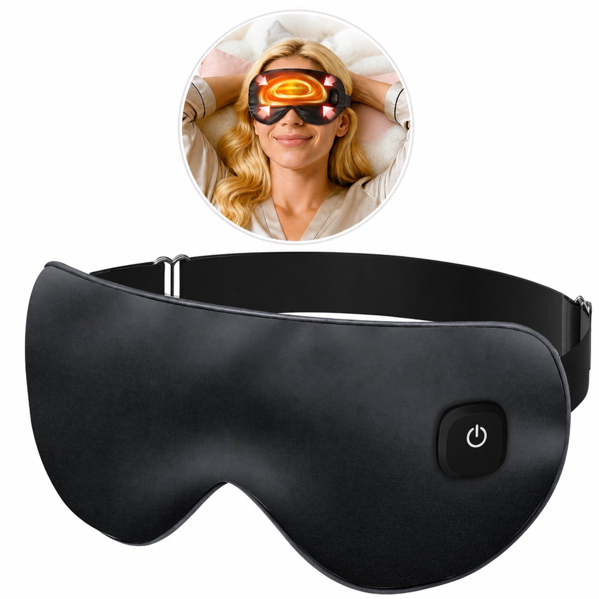 Ryoudavell - Verwarmd Oogmasker tegen Droge Ogen - Elektrisch Warmte Masker voor Ooggezondheid en Ontspannen van Oogbollen - USB Oplaadbaar Slaapmasker met 3 Warmtestanden - Verwarmd Slaap Oogmasker voor Slapen - Zwart