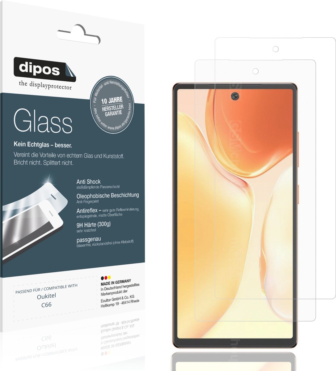 dipos – 2x Matte Pantserfolie geschikt voor Oukitel C66 | 9H Screenprotector